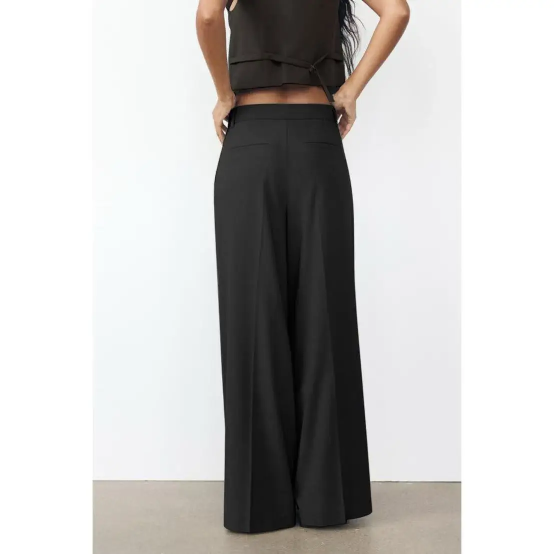 Women's Solid Wide Leg Pants, Elegant Comfy Trousers for Work Office Business, Ladies Bottoms for All Seasons - Image 2