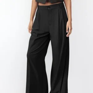 Women's Solid Wide Leg Pants, Elegant Comfy Trousers for Work Office Business, Ladies Bottoms for All Seasons